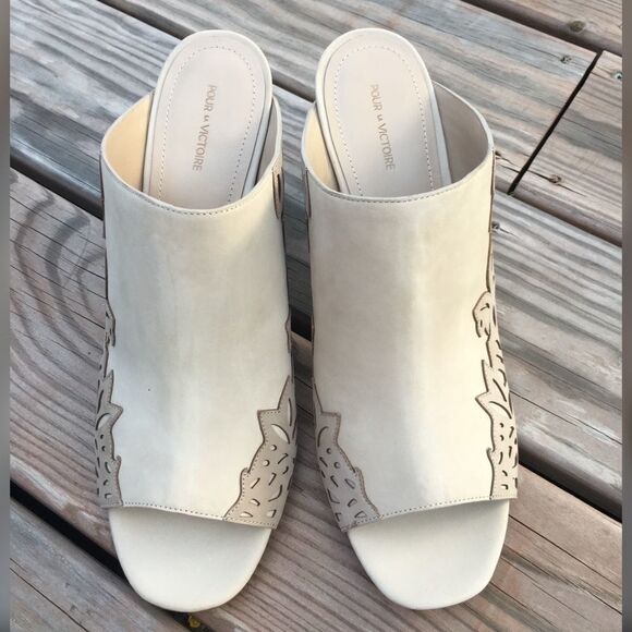 POUR LA VICTOIRE Helaine Laser Cut Mule Heels - Picture 2 of 8